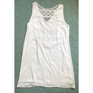 Sage mini dress white sleeveless crochet back